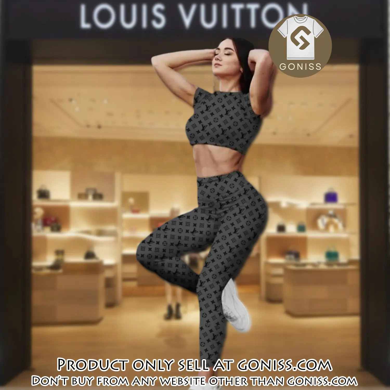 Louis vuitton sportwear combo luxury crop top tshirt and legging for women ctl1002 gn0818814